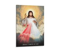 Jesus Divine Mercy Œuvre d'art, affiche, art mural, peinture, toile, cadeau, salon, impression, chambre à coucher, décoration, œuvres d'art 08 x 12 pouces (20 x 30 cm)