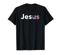Jésus, Drapeau américain Jésus USA T-Shirt Graphique avec Valeur, Homme, Noir, S