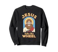 Jésus drôle Prend Le Volant Christian Jesus au Volant d'une Voiture Sweatshirt