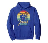 Jésus Drums Spiritual Christian Faith Religious Drummer Poison Sweat à Capuche, Unisexe pour Adultes, Bleu Royal, XXL