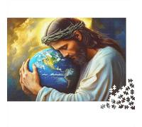 Jésus Embrasse la Terre Puzzle 1000 Pièces en Carton Épais Et Robuste, Jeu De Puzzle Classique Maintenir De La Mémoire pour Une Soirée Entre Amis, Ambiance Cocooning Hiver 70x50cm/1000pcs