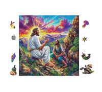 Jésus Enseignant Les Disciples 100 Pieces Casse-tête Débutant en Carton Épais Facile Apprentissage Loisir Créatif Passe-Temps Cadeau Créatif Événement Festif Premium 28x28cm