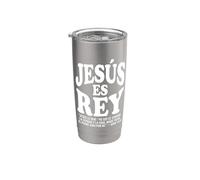 Jésus Es Rey Ecriture chrétienne espagnole Foi Jésus Roi Gobelet isotherme en acier inoxydable double paroi