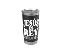 Jésus Es Rey Ecriture chrétienne espagnole Foi Jésus Roi Gobelet isotherme en acier inoxydable double paroi