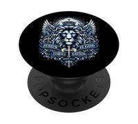 Jésus est Dieu Lion Foi chrétienne Seigneur Sauveur Jean 14 6 PopSockets PopGrip Adhésif