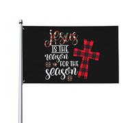 Jésus est la raison de la saison de Noël Drapeau 0,9 x 1,5 m Un côté extérieur Ferme Cour Signe Jardin Drapeau décoratif avec œillets en laiton
