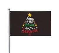 Jésus est la raison de la saison de Noël Drapeau 0,9 x 1,5 m Un côté extérieur Ferme Cour Signe Jardin Drapeau décoratif avec œillets en laiton