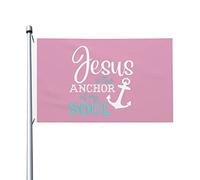 Jésus Est L'Ancre De Mon Âme Bannière Cour 90X150Cm Avec Œillets Double Face Décoration Bannière Drapeaux De Maison Pour Extérieure Toutes Les Saisons Clubs