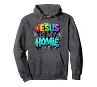 Jésus est ma Maison : déclaration de Foi aux Ailes Arc-en-Ciel vibrantes Sweat à Capuche, Unisexe pour Adultes, Chiné Foncé, M
