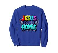 Jésus est ma Maison : déclaration de Foi aux Ailes Arc-en-Ciel vibrantes Sweatshirt, Unisexe pour Adultes, Bleu Royal, M