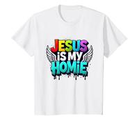 Jésus est ma Maison : déclaration de Foi aux Ailes Arc-en-Ciel vibrantes T-Shirt, Enfant, Blanc, 4 Ans