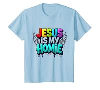 Jésus est ma Maison : déclaration de Foi aux Ailes Arc-en-Ciel vibrantes T-Shirt, Enfant, Bleu Céleste, 4 Ans