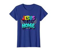 Jésus est ma Maison : déclaration de Foi aux Ailes Arc-en-Ciel vibrantes T-Shirt, Femme, Bleu Royal, S