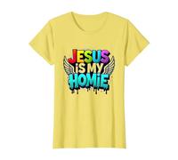Jésus est ma Maison : déclaration de Foi aux Ailes Arc-en-Ciel vibrantes T-Shirt, Femme, Citron, S