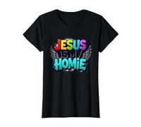 Jésus est ma Maison : déclaration de Foi aux Ailes Arc-en-Ciel vibrantes T-Shirt, Femme, Noir, XXL