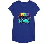Jésus est ma Maison : déclaration de Foi aux Ailes Arc-en-Ciel vibrantes T-Shirt, Fille, Bleu Royal, S