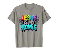 Jésus est ma Maison : déclaration de Foi aux Ailes Arc-en-Ciel vibrantes T-Shirt, Homme, Ardoise, S