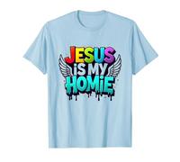 Jésus est ma Maison : déclaration de Foi aux Ailes Arc-en-Ciel vibrantes T-Shirt, Homme, Bleu Céleste, S