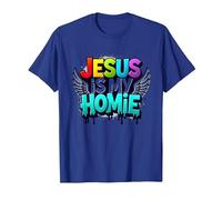 Jésus est ma Maison : déclaration de Foi aux Ailes Arc-en-Ciel vibrantes T-Shirt, Homme, Bleu Royal, M