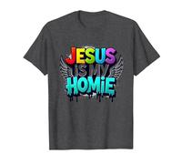 Jésus est ma Maison : déclaration de Foi aux Ailes Arc-en-Ciel vibrantes T-Shirt, Homme, Chiné Foncé, 3XL