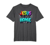 Jésus est ma Maison : déclaration de Foi aux Ailes Arc-en-Ciel vibrantes T-Shirt, Homme Grandes Tailles, Chiné Foncé, 6X Tall