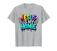 Jésus est ma Maison : déclaration de Foi aux Ailes Arc-en-Ciel vibrantes T-Shirt, Homme, Gris Chiné, M