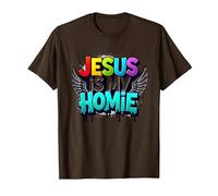 Jésus est ma Maison : déclaration de Foi aux Ailes Arc-en-Ciel vibrantes T-Shirt, Homme, Marron, XL