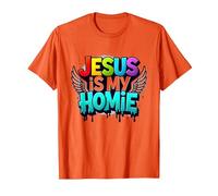 Jésus est ma Maison : déclaration de Foi aux Ailes Arc-en-Ciel vibrantes T-Shirt, Homme, Orange, S