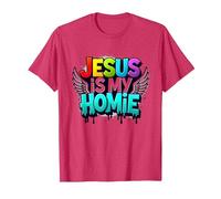 Jésus est ma Maison : déclaration de Foi aux Ailes Arc-en-Ciel vibrantes T-Shirt, Homme, Rouge chiné, M