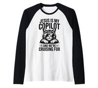 Jésus est Mon copilote et Nous naviguons pour Chats | Bible drôle Manche Raglan