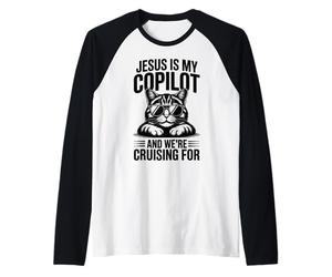 Jésus est Mon copilote et Nous naviguons pour Chats | Bible drôle Manche Raglan