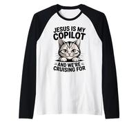 Jésus est Mon copilote, Nous naviguons pour Chats, Bible Amusante Manche Raglan