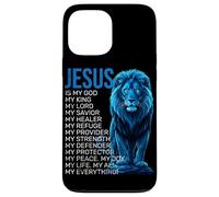 Jésus est Mon Dieu, Mon Roi, Mon Sauveur, Blue Lion Faith Coque pour iPhone 13 Pro Max