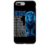 Jésus est Mon Dieu, Mon Roi, Mon Sauveur, Blue Lion Faith Coque pour iPhone 7 Plus/8 Plus