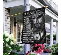 Jésus Est Mon Dieu, Mon Seigneur, Mon Sauveur Drapeaux De Pirate Drôle Jardin Signe Durable Drapeaux De Vacances Décoration Pour Porche Maison Pelouse M