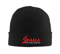 Jésus Est Mon Patron Bonnet en Tricot Unisexe Bonnet Hiver Respirant Trawler pour Shopping Course À Pied Randonnée