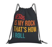 Jésus Est Mon Roc, C'Est Comme Ça Que Je Vis. Unisexe Sac À Cordon Réglable Sacs De Gym Léger Sacs De Sport Pour Voyage Natation Vacances