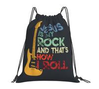 Jésus Est Mon Roc Et C'Est Comme Ça Que Je Roule (Guitare Chrétienne) Unisexe Sacs De Sport Pliable Gym Sack Léger Sac À Dos À Cordon Pour Plage Natation Vacances