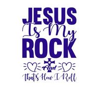 Jésus est mon rocher et c'est comme ça que je roule Stickers gravés 57.6x78.7cm Ne se décolle pas Bleu foncé