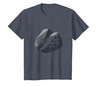 Jésus est Mon Rocher : Graphique chrétien inspirant, Jésus T-Shirt, Enfant, Bleu Chiné, 6 Ans