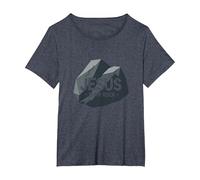 Jésus est Mon Rocher : Graphique chrétien inspirant, Jésus T-Shirt, Femme Grandes Tailles, Bleu Chiné, 6X
