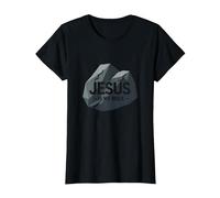 Jésus est Mon Rocher : Graphique chrétien inspirant, Jésus T-Shirt, Femme, Noir, 3XL