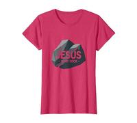 Jésus est Mon Rocher : Graphique chrétien inspirant, Jésus T-Shirt, Femme, Rouge chiné, XS