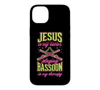 Jésus est Mon Sauveur : Jouer du basson est ma thérapie Coque pour iPhone 14 Plus