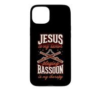 Jésus est Mon Sauveur : Jouer du basson est ma thérapie Coque pour iPhone 15 Plus