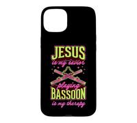 Jésus est Mon Sauveur : Jouer du basson est ma thérapie Coque pour iPhone 15 Plus