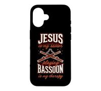 Jésus est Mon Sauveur : Jouer du basson est ma thérapie Coque pour iPhone 16