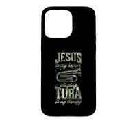 Jésus est Mon Sauveur : Jouer du Tuba est ma thérapie Coque pour iPhone 15 Pro Max