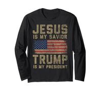 Jésus est Mon Sauveur Trump est Mon président Manche Longue