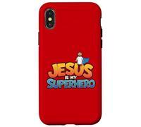 Jésus est Mon Super héros, Homme chrétien, garçon, Dieu, Fils, Bon Bambin Coque pour iPhone X/XS